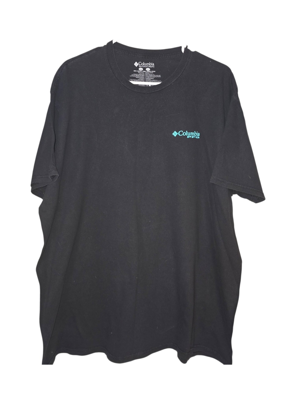 Columbia Black Short-Sleeve Tee with Teal Logo, XXL/2TG